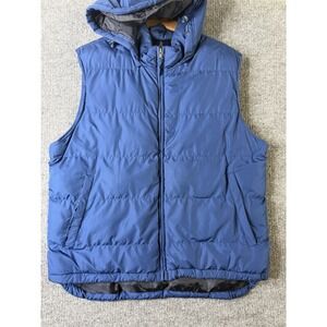 St. John's Bay Blue Puffer Vest Hooded Men's L/G Full Zip Winter